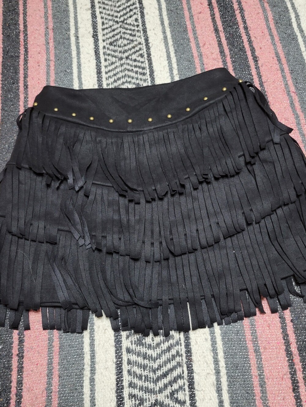 faux suede fringe skirt